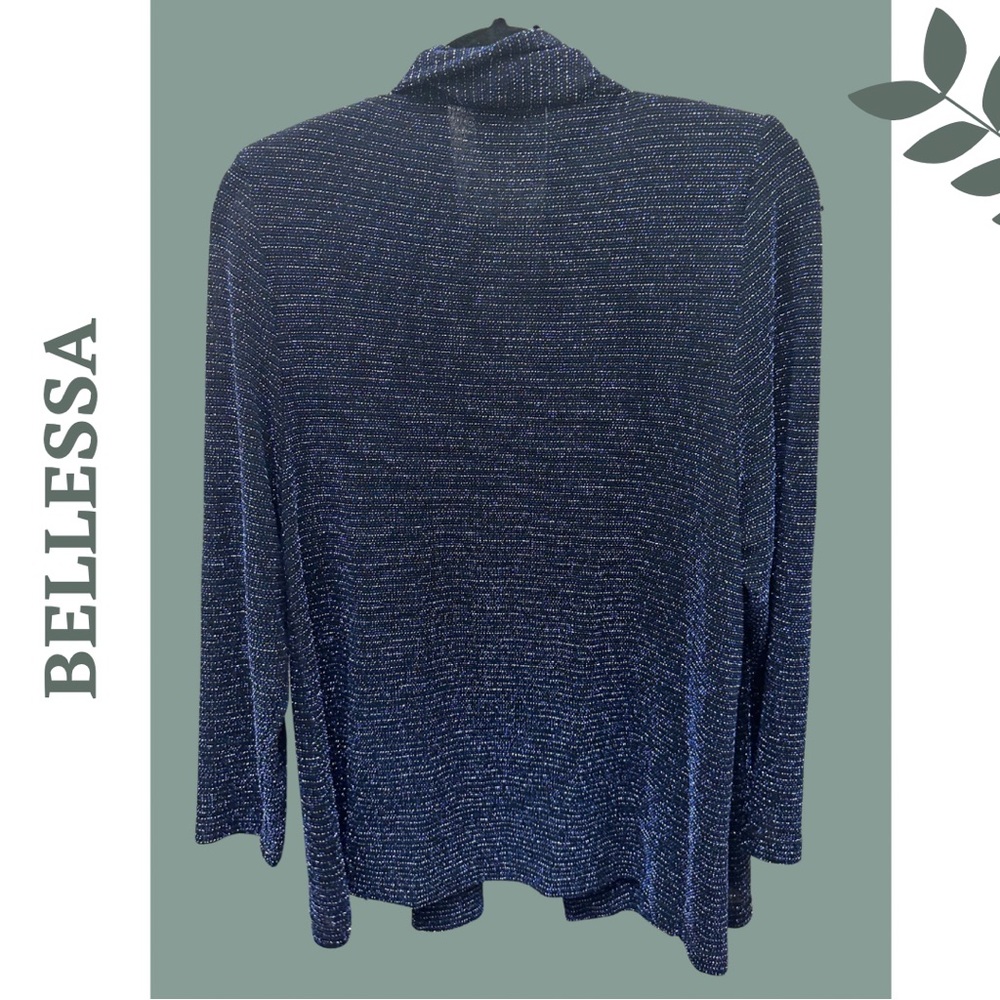 BELLESSA Petite Metallic Blue Open Front
Cardigan Sweater Small Petite - Picture 3 of 6